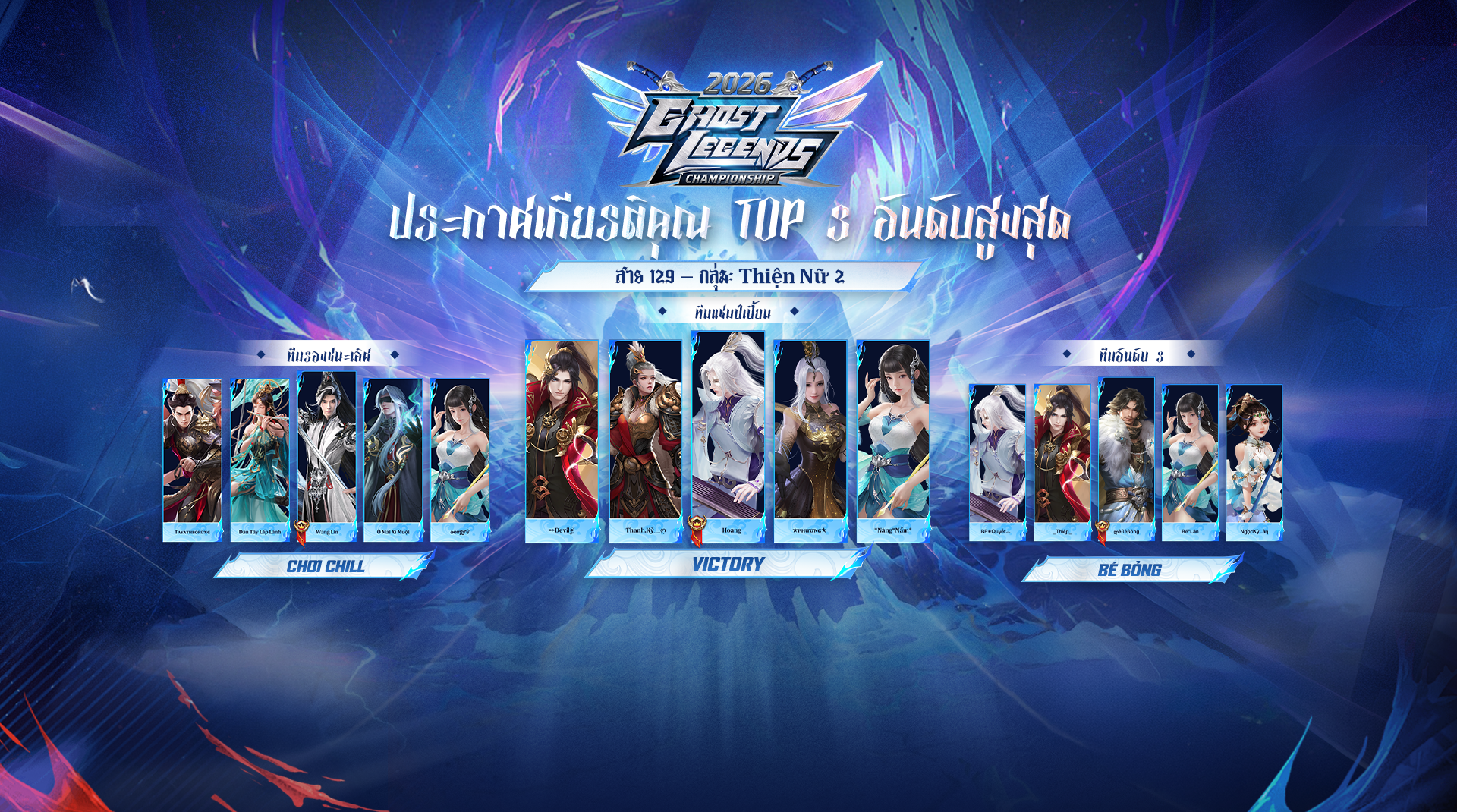 ผลการแข่งขัน Ghost Legends Championship 2026 - กลุ่ม 129 | กลุ่ม: Thiện Nữ 2